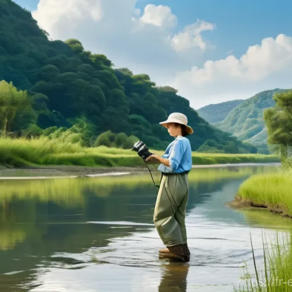 자연생태복원기사 자격증 취득 과정 정리 - **A Serene River Restoration Observation**
    A tranquil scene of a successfully restored river. A ...