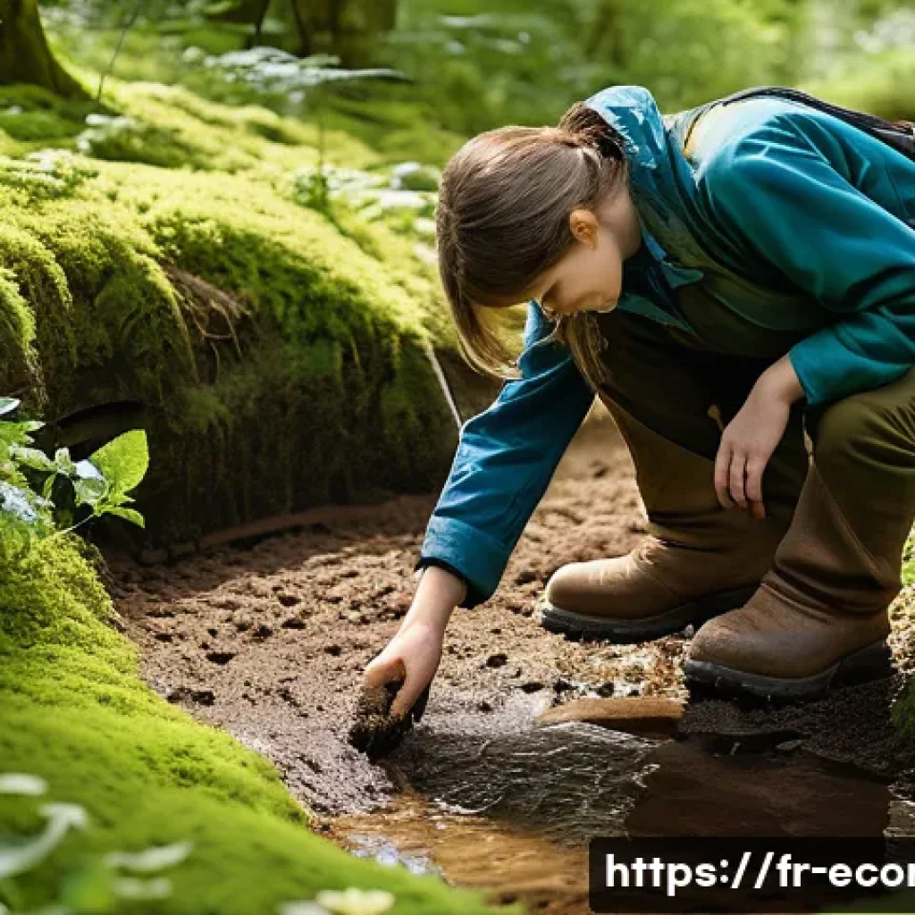 자연생태복원기사로서 전문성 강화 방법 - A detailed naturalist scene showing a young adult ecologist immersed in a diverse forest ecosystem i...