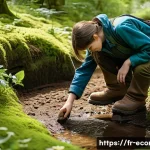 자연생태복원기사로서 전문성 강화 방법 - A detailed naturalist scene showing a young adult ecologist immersed in a diverse forest ecosystem i...