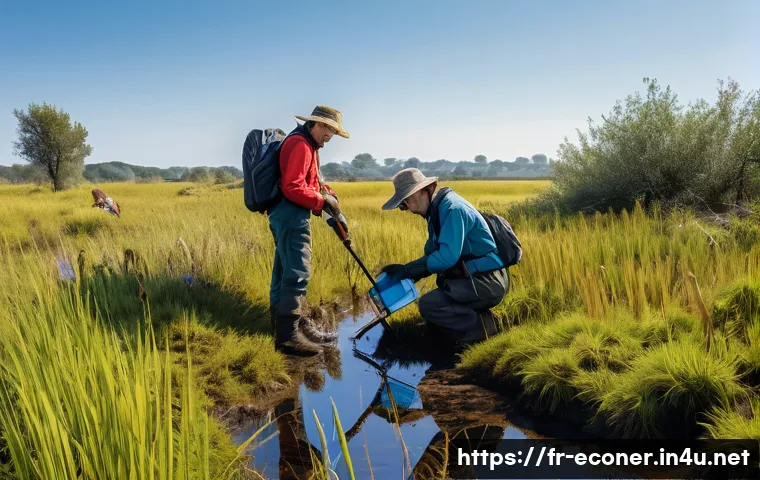 자연생태복원기사 실습 사례 분석 - A multidisciplinary ecological restoration team working in a degraded wetland in southwestern France...