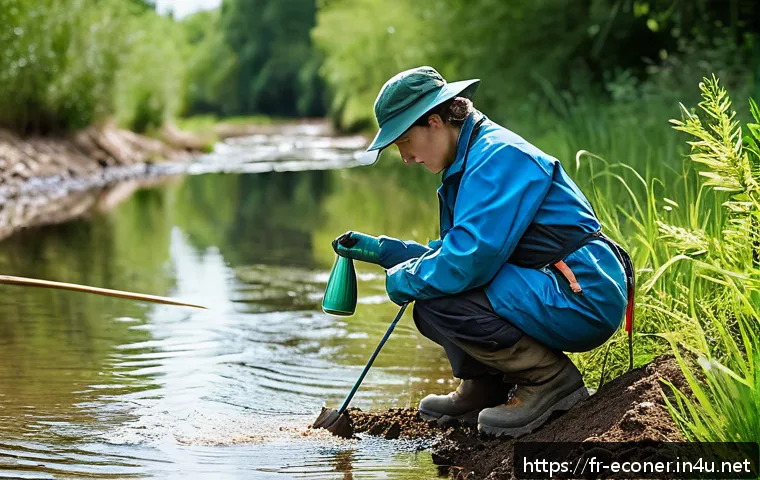 자연생태복원기사 시험 난이도와 합격률 통계 - A professional ecologist wearing practical outdoor gear and protective clothing, working attentively...