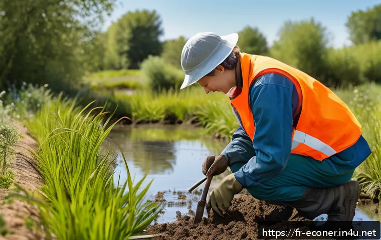 자연생태복원기사의 자격증 갱신 요건 - A professional ecological restoration expert in a French countryside setting, wearing practical work...