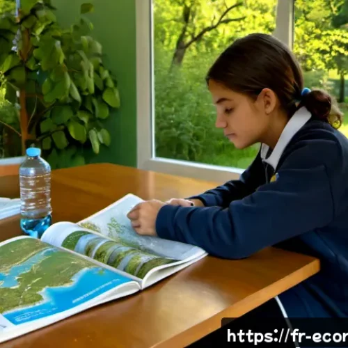 자연생태복원기사 학습 자료 추천 - Photorealistic study scene in a bright French university library, a young environmental science stud...