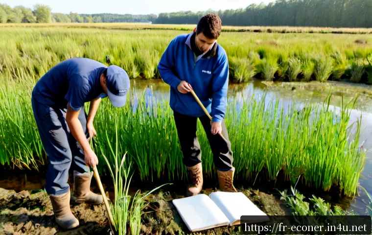 Home 17 자연생태복원기사 실무 교육 프로그램 소개 - Photorealistic environmental restoration field training in rural France, diverse adult trainees in p...